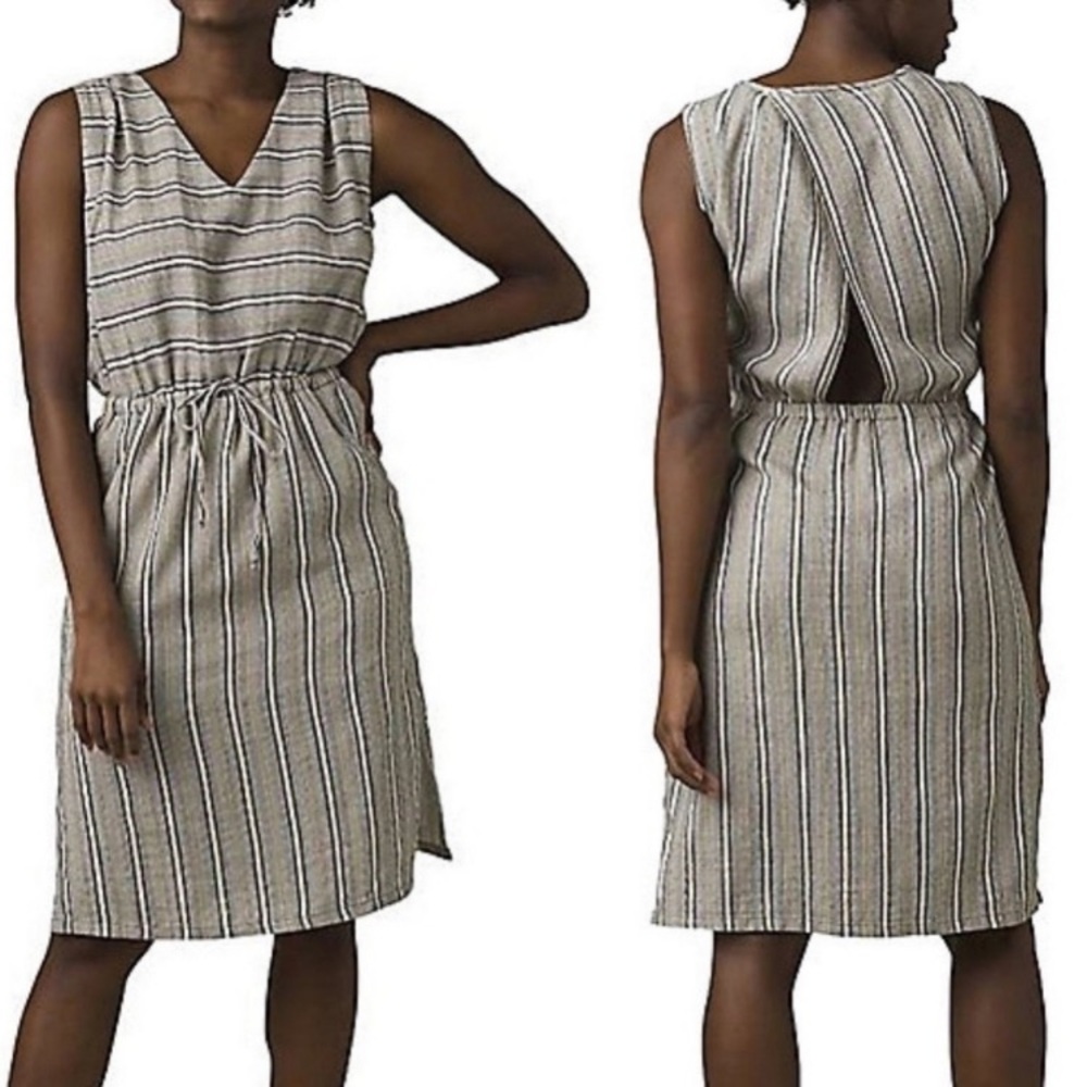 Prana Ecotropics Stellar Stripe Organic Cotton Sleeveless Dress Sz S NWT